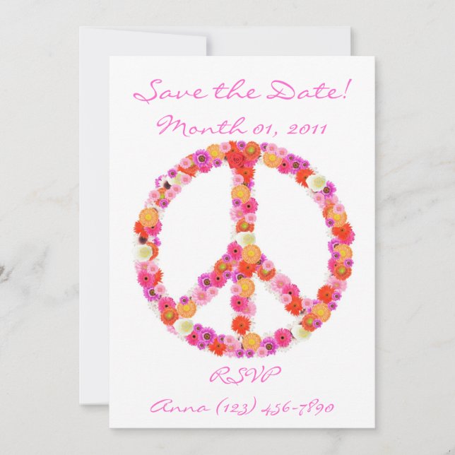 Pretty Flower Peace Sign Invitations (Front)