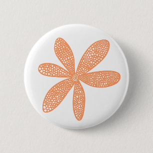 Pretty Flower - Peach on White 6 Cm Round Badge