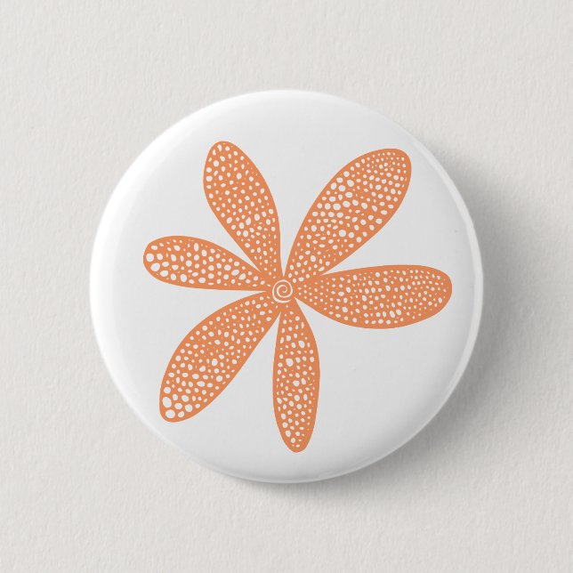 Pretty Flower - Peach on White 6 Cm Round Badge (Front)