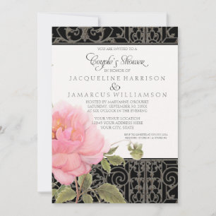 Pretty Flower Peonies Botanical Couples Shower Invitation