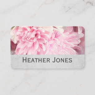 pretty flower petals pink and grey business card