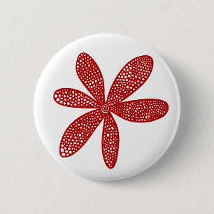 Pretty Flower - Ruby Red on White 6 Cm Round Badge
