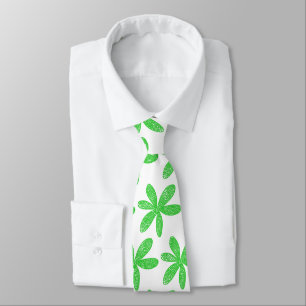 Pretty Flower - Spring Green on White Tie