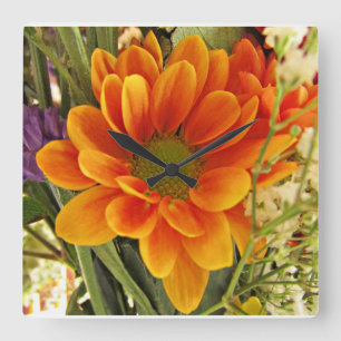 Pretty Flower Square Wall Clock