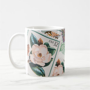 Pretty flower stamp collection coffee mug