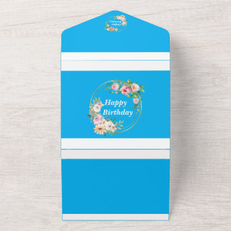 Pretty Flower Wreath All in One Birthday Invite