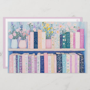 Pretty Flowers and Books Stationery