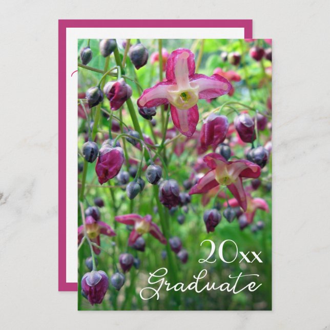 Pretty Flowers and Buds Graduation Invitation (Front/Back)