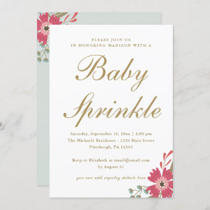 Pretty Flowers and Mint Green Baby Sprinkle Invitation