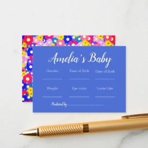 Pretty Flowers Baby Predictions Game Enclosure Card