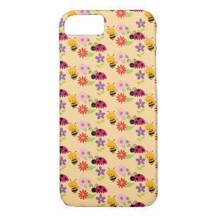 Pretty Flowers Bees and Ladybug Pattern iPhone 8/7 Case