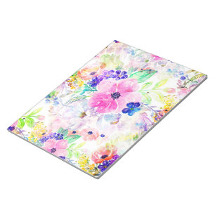 Pretty Flowers Boho Floral Watercolor Design Notepad