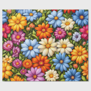Pretty Flowers, Brightly Colored Wrapping Paper
