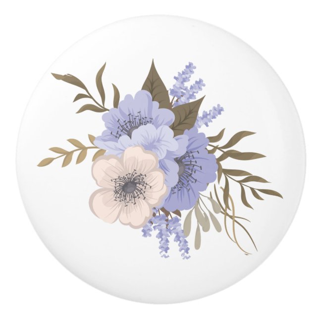 Pretty Flowers Cabinet Drawer Knob Pulls (Front)