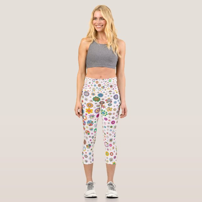 Pretty flowers - colourful Capri Leggings (Front)