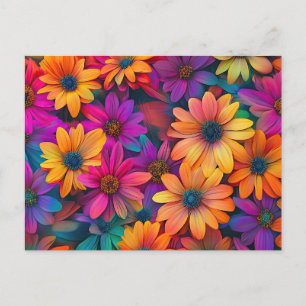Pretty Flowers Colourful Floral Pattern Beautiful Postcard