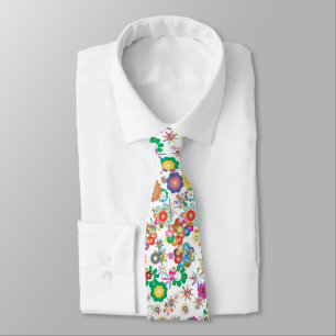 Pretty flowers - colourful neck tie