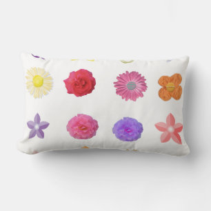 Pretty flowers, colourful rose, daisy, carnation.. lumbar cushion