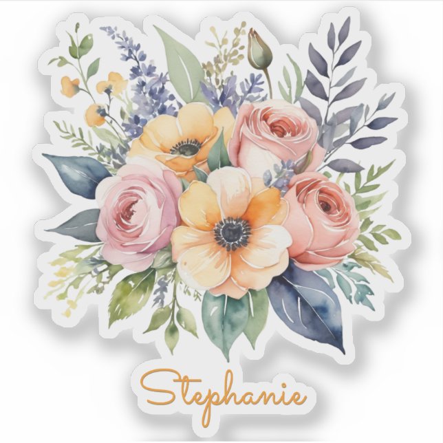 Pretty Flowers Floral Design Custom Name (Front)