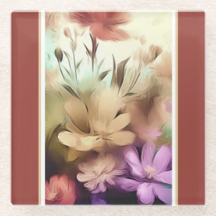 Pretty Flowers Floral  Glass Coaster