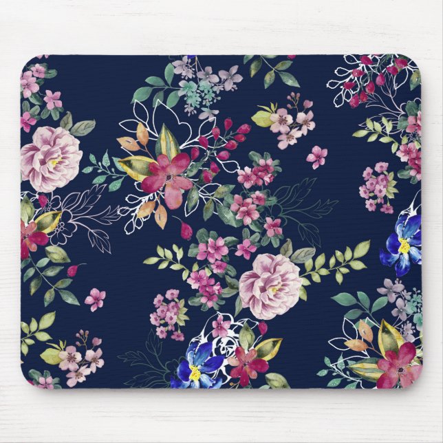 Pretty Flowers Floral Mouse Pad (Front)