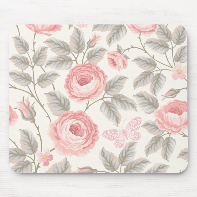 Pretty Flowers Floral Mouse Pad (Front)