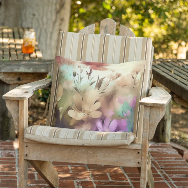 Pretty Flowers Floral Outdoor Pillow (Chair)