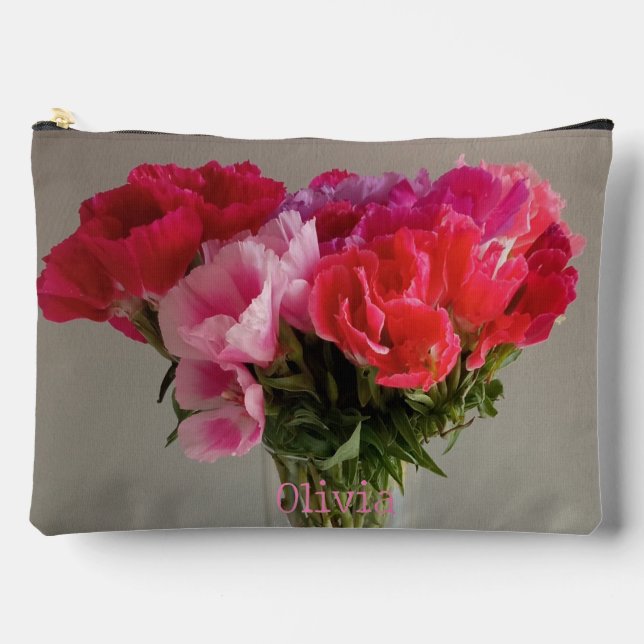 Pretty Flowers For February Photograph+Custom Name Accessory Pouch (Front)