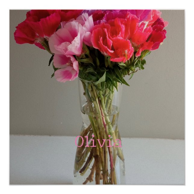 Pretty Flowers For February Photograph+Custom Name Poster (Front)