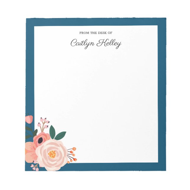 Pretty Flowers From the Desk of Personalised Notepad (Front)