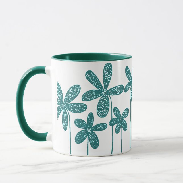 Pretty Flowers - Hunter Green Mug (Left)