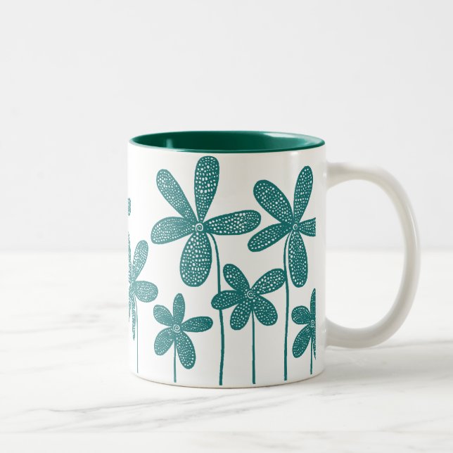 Pretty Flowers - Hunter Green Two-Tone Coffee Mug (Right)
