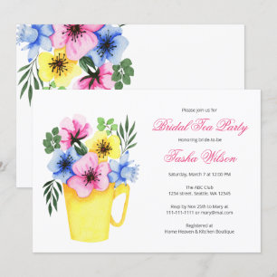 Pretty Flowers in a Teacup Bridal Shower Tea Party Invitation