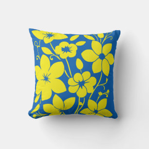 Pretty flowers in azure and yellow cushion