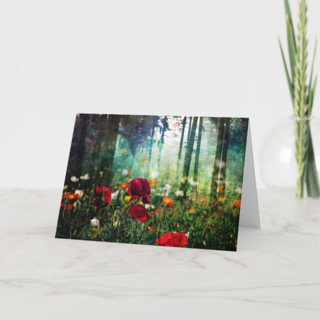 Pretty Flowers in Fantasy Forest Greeting Card (Front)