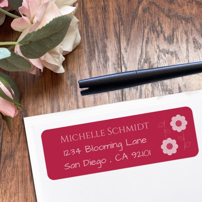Pretty Flowers Magenta Return Address Labels (Creator Uploaded)