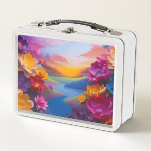 Pretty Flowers Metal Lunch Box