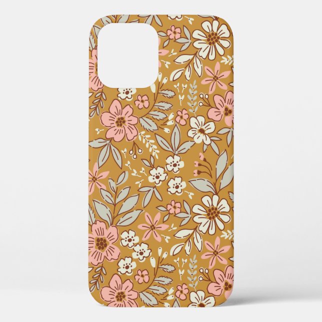 Pretty flowers on gold seamless pattern Case-Mate iPhone case (Back)