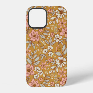 Pretty flowers on gold seamless pattern iPhone 12 case