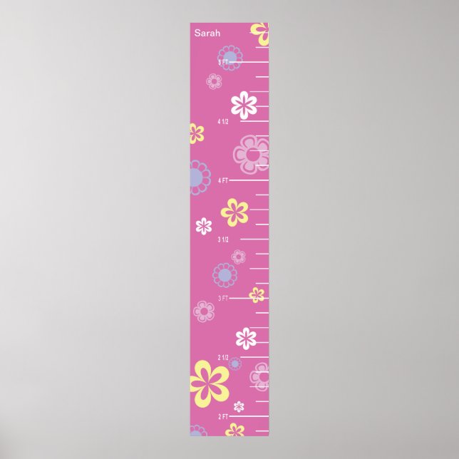 Pretty Flowers on Pink Growth Chart (Front)