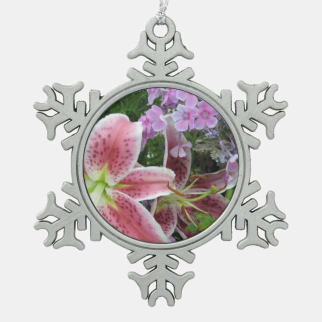 Pretty Flowers Pewter Ornament (Front)