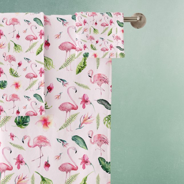Pretty Flowers & Pink Flamingo Bath Towel Set (Creator Uploaded)