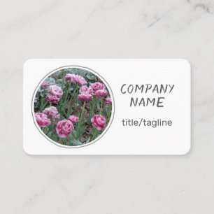 pretty flowers pink tulips on white business card