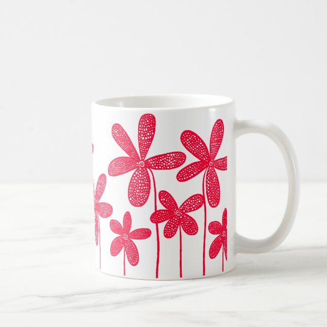 Pretty Flowers - Red Coffee Mug (Right)