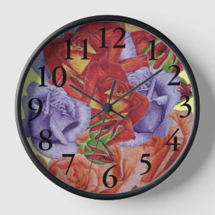 pretty flowers red roses and rose buds floral clock