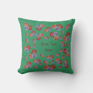 pretty flowers red roses and rose buds floral cushion