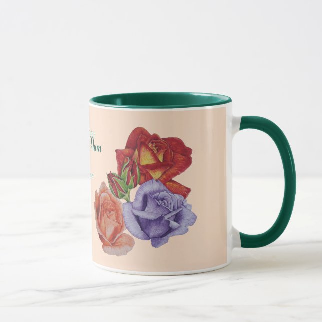 pretty flowers red roses and rose buds floral mug (Right)