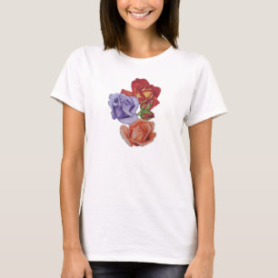 pretty flowers red roses and rose buds floral T-Shirt