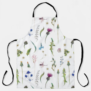 Pretty Flowers Thistle Dragonfly Design Apron