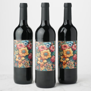 Pretty Flowers Wine Label